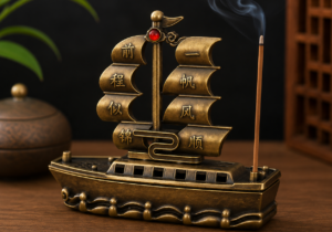 QUEMADOR DE INCIENSO BARCO FENG SHUI PORTA SAHUMERIO BRONCE