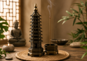 PAGODA TORRE CHINA PORTA SAHUMERIOS METALICA FENG SHUI 15 CM